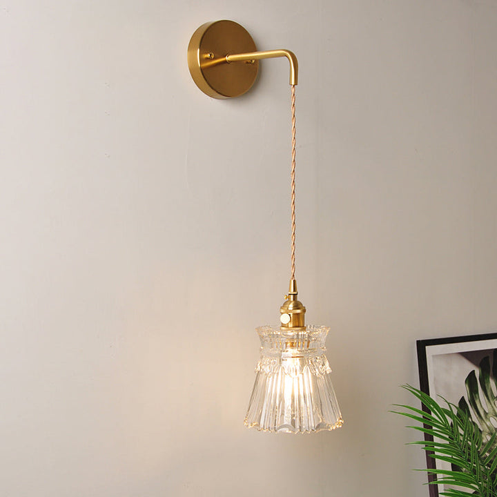 BowLift | 1 Head Wall Mount Light Industrial Shade Clear Glass Wall Light Fixture for Nightstand