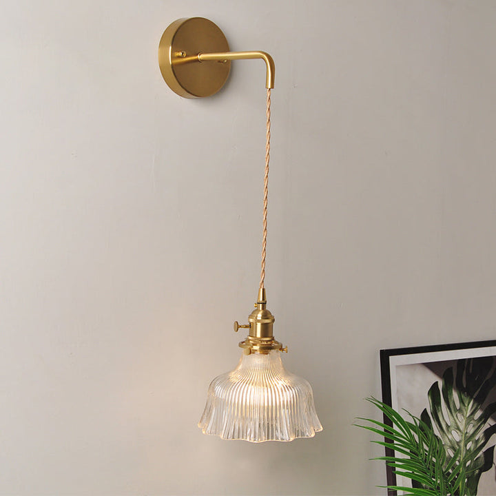 BowLift | 1 Head Wall Mount Light Industrial Shade Clear Glass Wall Light Fixture for Nightstand