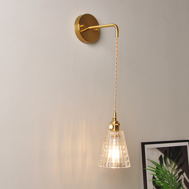 BowLift | 1 Head Wall Mount Light Industrial Shade Clear Glass Wall Light Fixture for Nightstand