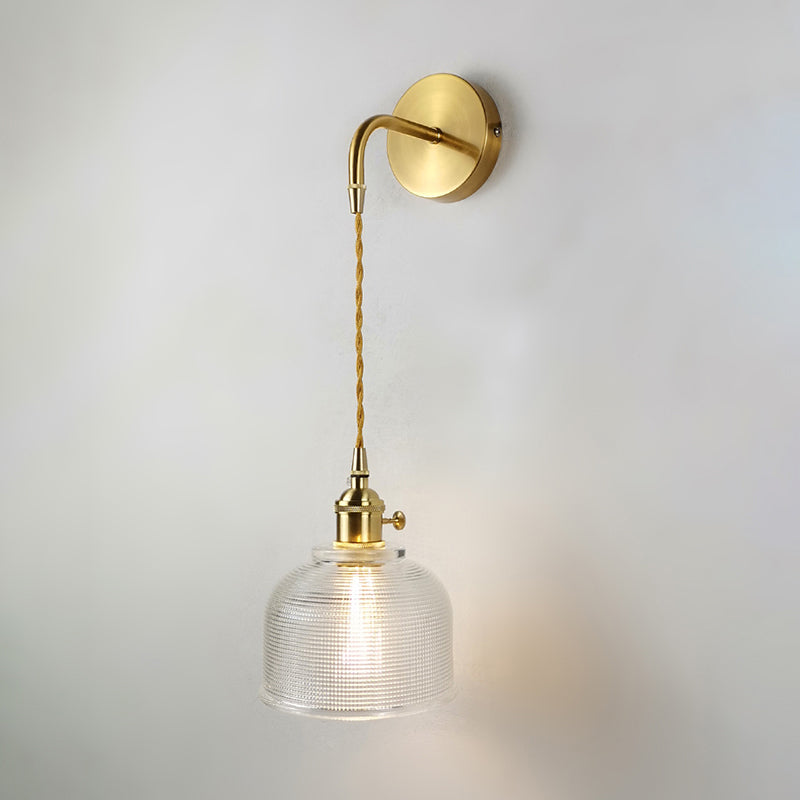 BowLift | Minimalist Shade Wall Lamp Single Bulb Clear Glass Wall Lighting Fixture for Living Room