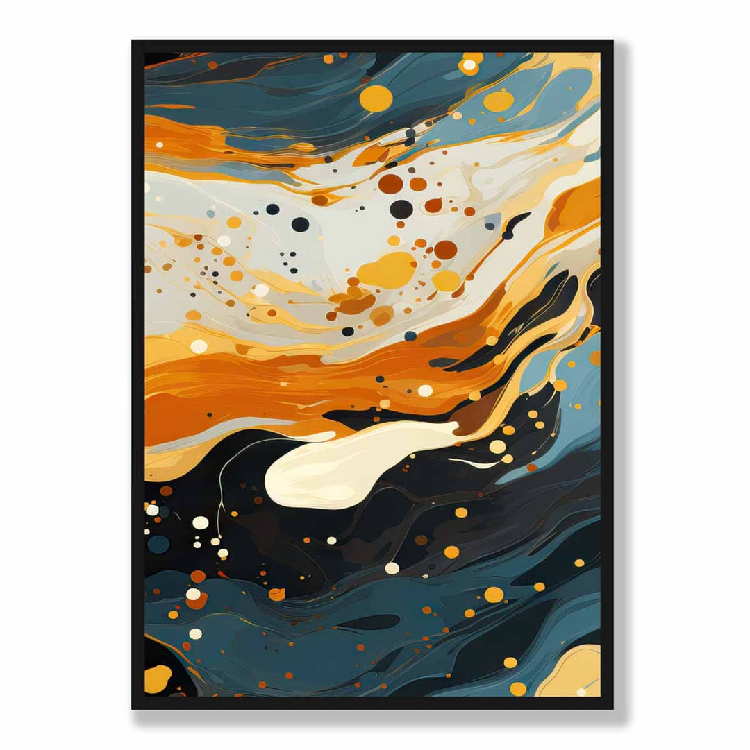 Abstract Painting Liquid Art Print Blue Orange and Beige No. 4 | Bowlift
