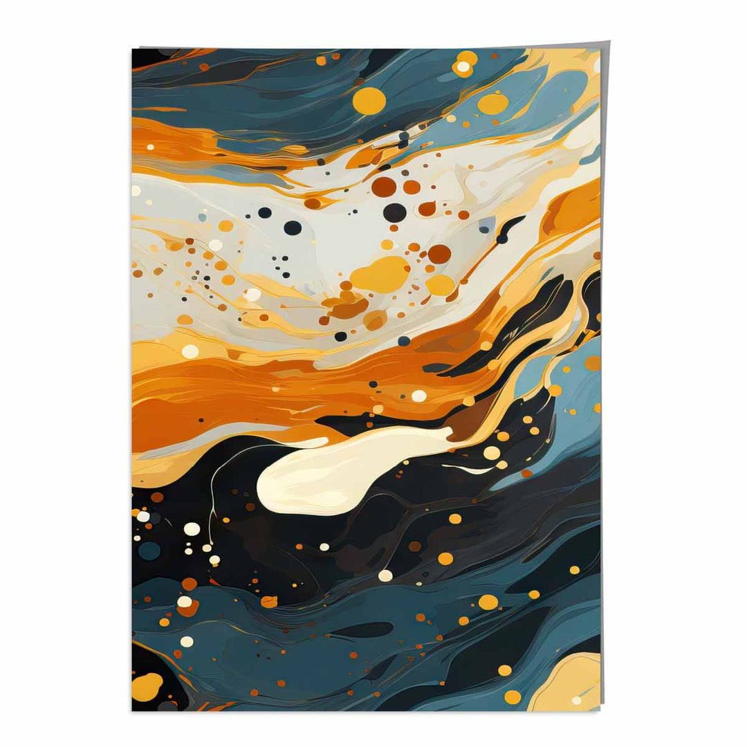 Abstract Painting Liquid Art Print Blue Orange and Beige No. 4 | Bowlift