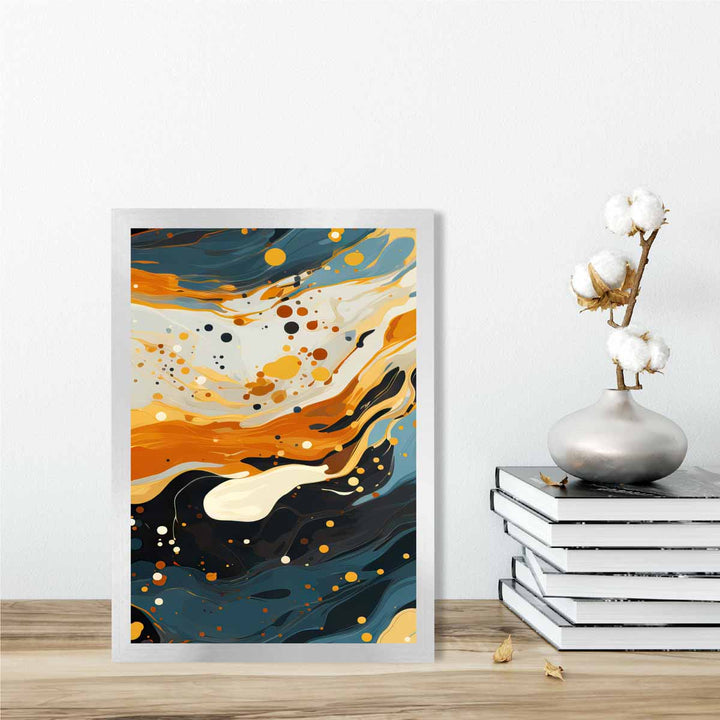 Abstract Painting Liquid Art Print Blue Orange and Beige No. 4 | Bowlift