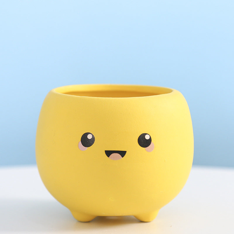 Cute Smiling Ceramic Planter Bowlift