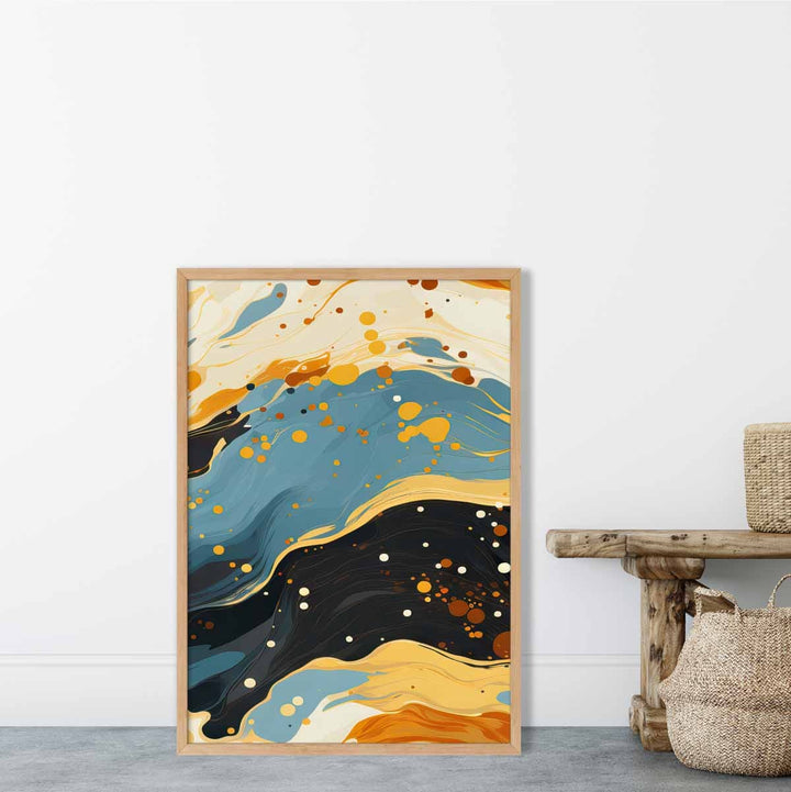 Abstract Painting Fluid Art Print Blue Orange and Beige No. 5 | Bowlift