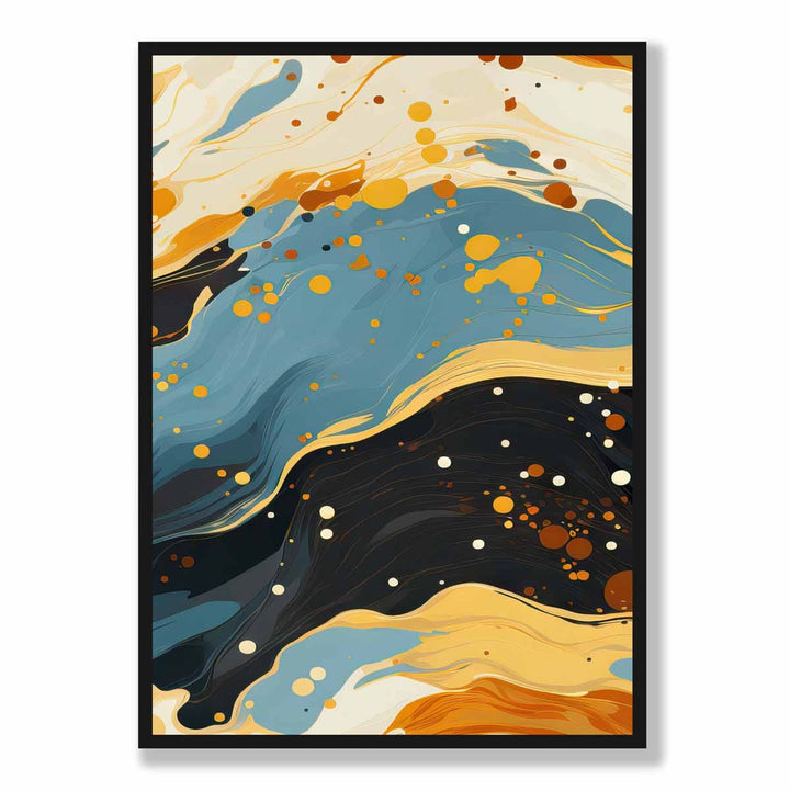 Abstract Painting Fluid Art Print Blue Orange and Beige No. 5 | Bowlift