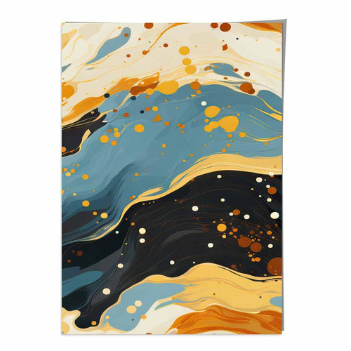 Abstract Painting Fluid Art Print Blue Orange and Beige No. 5 | Bowlift