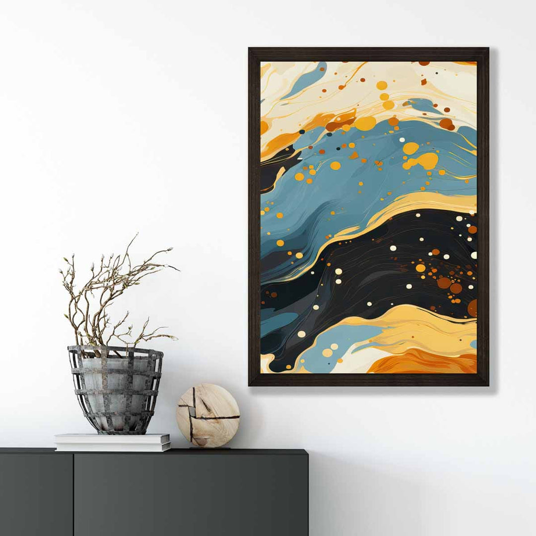 Abstract Painting Fluid Art Print Blue Orange and Beige No. 5 | Bowlift