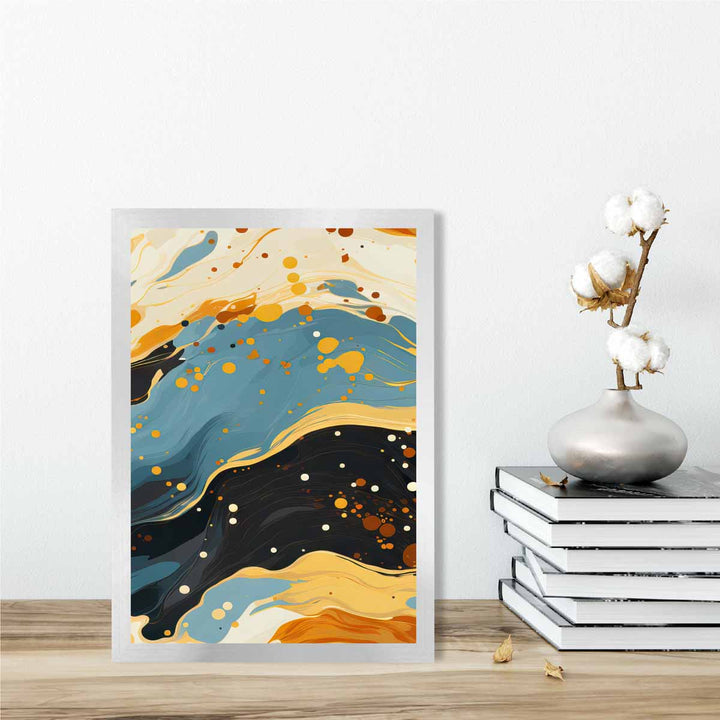 Abstract Painting Fluid Art Print Blue Orange and Beige No. 5 | Bowlift