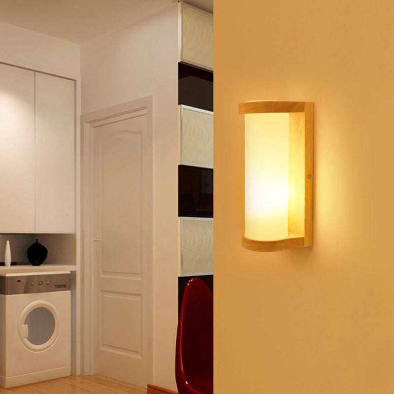 BowLift | Japanese Cylinder Wall Light Lamp White Glass Single Nightstand Wall Lighting Fixture
