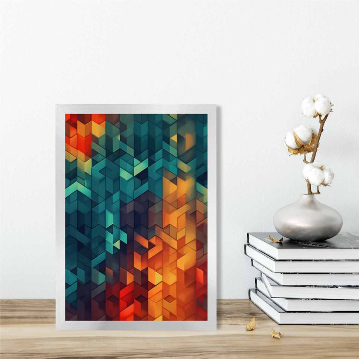 Abstract Geometric Shapes Art Print Blue Orange and Red No. 1 | Bowlift