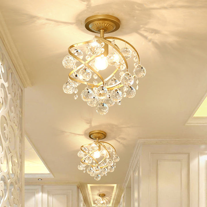 BowLift | CrystalElegance Pendant - Luxury Ceiling Light with Brass Accents