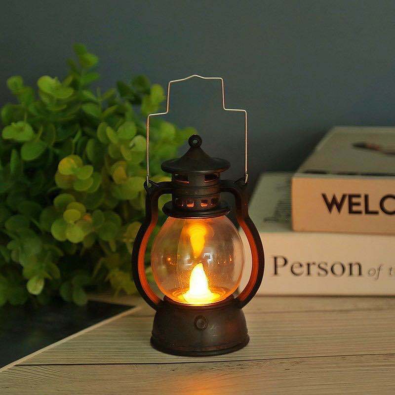 Vintage-Style LED Flameless Glass Lantern Candle Lights with Flickering Flame and Portable Handle Bowlift