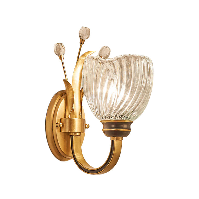 BowLift | Modernist 1/2-Light Wall Lighting with Clear Crystal Shade Brass Finish Wall Lamp for Living Room