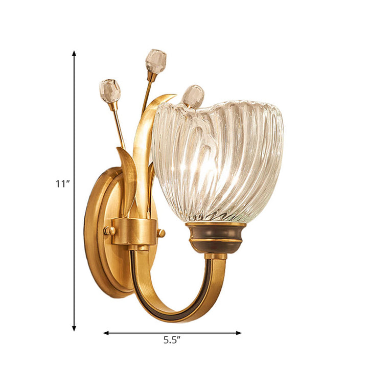 BowLift | Modernist 1/2-Light Wall Lighting with Clear Crystal Shade Brass Finish Wall Lamp for Living Room