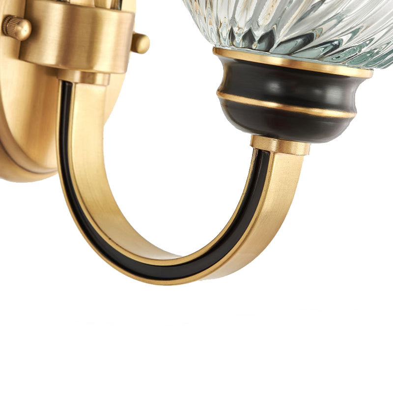 BowLift | Modernist 1/2-Light Wall Lighting with Clear Crystal Shade Brass Finish Wall Lamp for Living Room