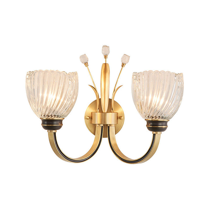 BowLift | Modernist 1/2-Light Wall Lighting with Clear Crystal Shade Brass Finish Wall Lamp for Living Room