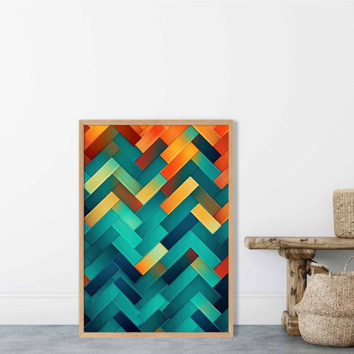 Abstract Geometric Shapes Art Print Turquoise Blue Orange and Red No. 1 | Bowlift