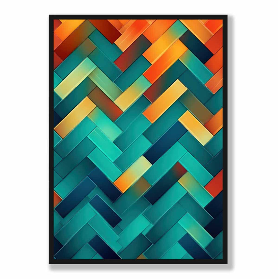 Abstract Geometric Shapes Art Print Turquoise Blue Orange and Red No. 1 | Bowlift
