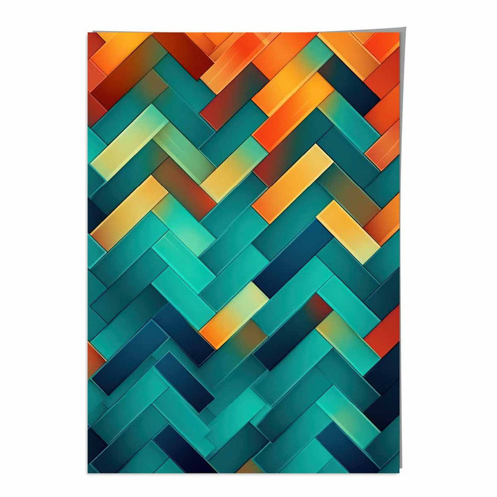 Abstract Geometric Shapes Art Print Turquoise Blue Orange and Red No. 1 | Bowlift