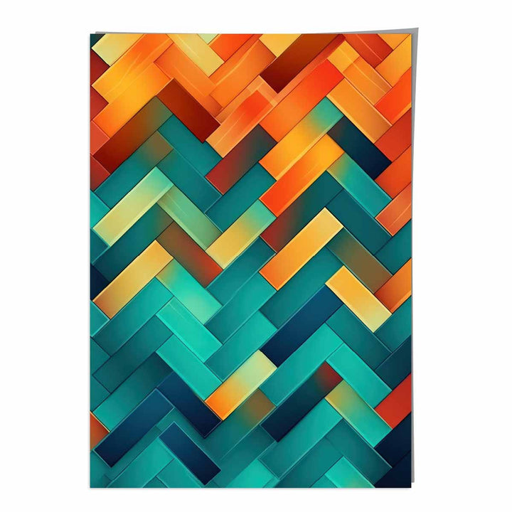 Abstract Geometric Shapes Art Print Teal Blue Orange and Red No. 2 | Bowlift