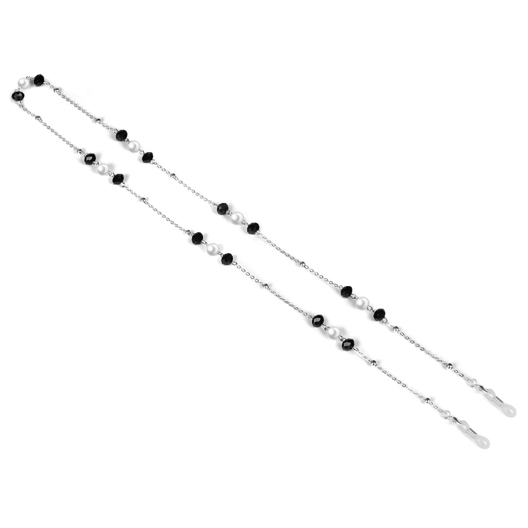 Elegant Pearl and Black Bead Eyewear Chain Bowlift
