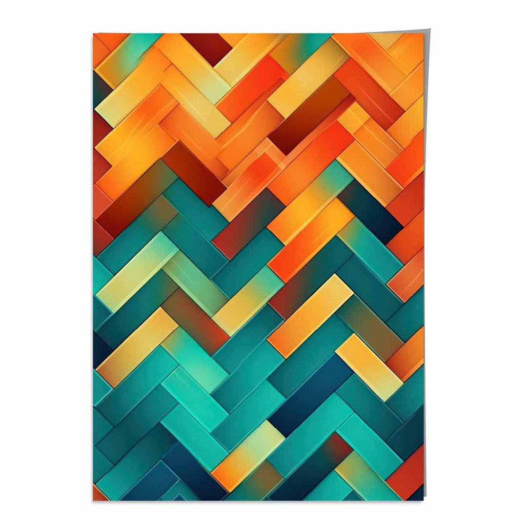 Abstract Geometric Shapes Art Print Turquoise Blue Orange and Red No. 3 | Bowlift