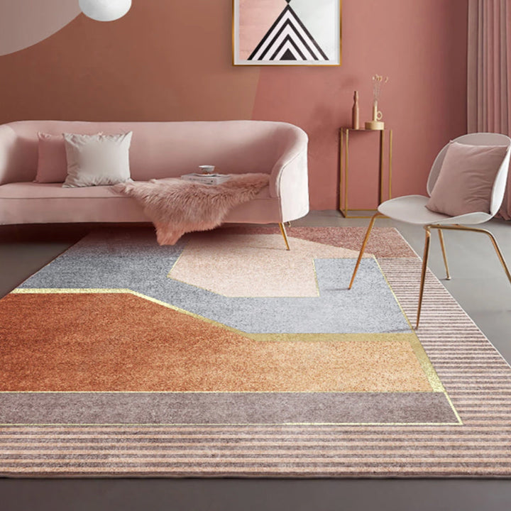 BowLift | Multi-Color Living Room Carpet Casual Geometric Print Indoor Carpet Polypropylene Pet-Friendly Washable Carpet