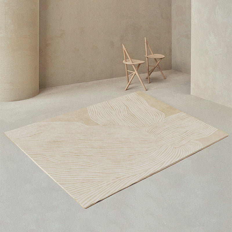 BowLift | Modern Home Decor Rug Beige Abstract Printed Area Rug Cotton Blend Non-Slip Machine Washable Rug