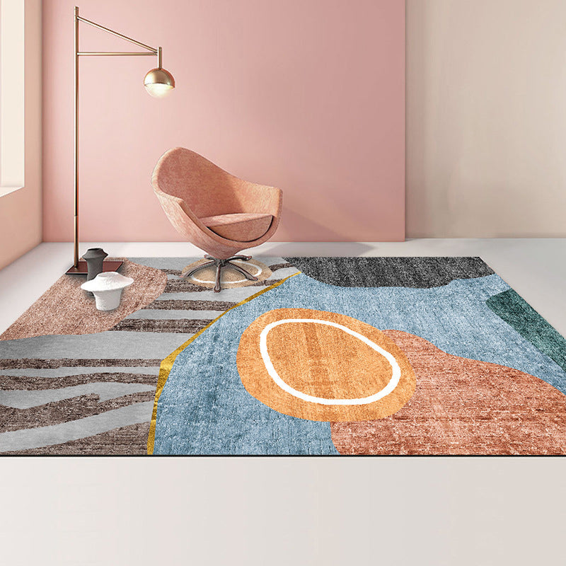 BowLift | Casual Color Block Rug Multicolored Polyester Rug Non-Slip Backing Easy-Care Rug for Interior Design