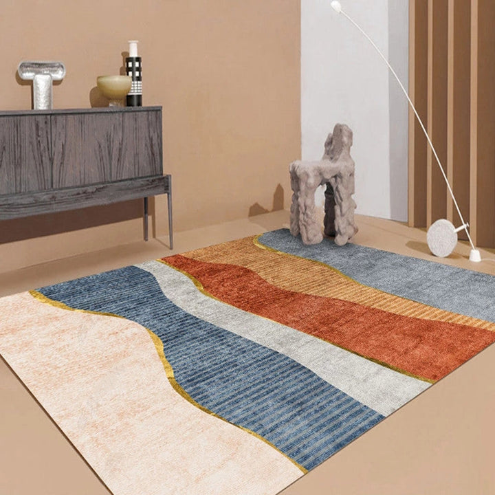 BowLift | Modern Living Room Rug Morandi Color Color Block Area Rug Synthetic Non-Slip Washable Rug
