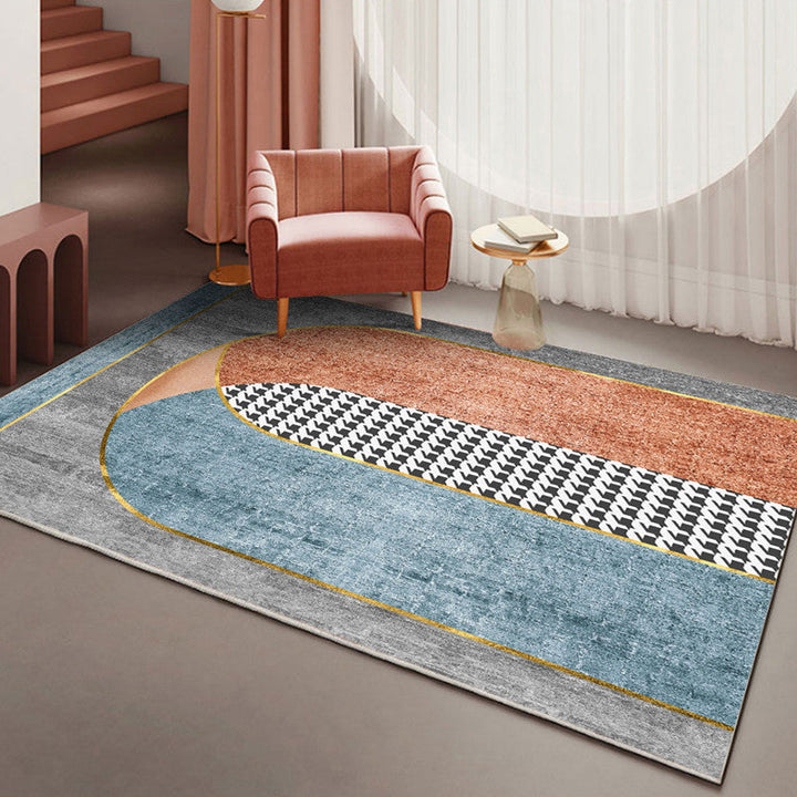 BowLift | Modern Living Room Rug Morandi Color Color Block Area Rug Synthetic Non-Slip Washable Rug