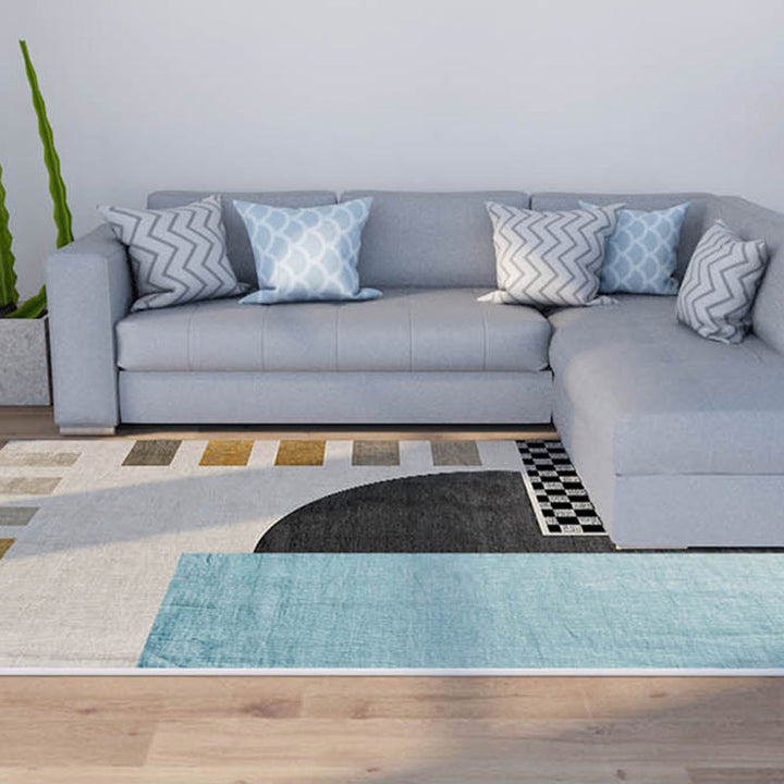 BowLift | Morandi Color Color Block Carpet Polypropylene Southwest Carpet Stain Resistant Non-Slip Backing Carpet for Rooms
