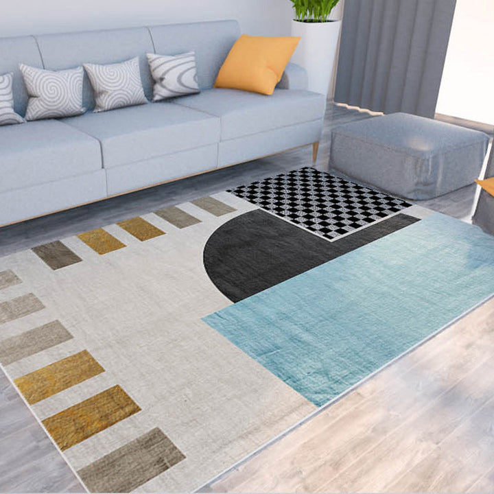 BowLift | Morandi Color Color Block Carpet Polypropylene Southwest Carpet Stain Resistant Non-Slip Backing Carpet for Rooms