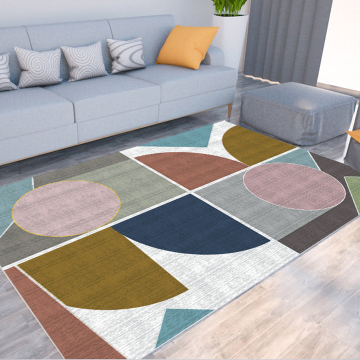 BowLift | Morandi Color Color Block Carpet Polypropylene Southwest Carpet Stain Resistant Non-Slip Backing Carpet for Rooms