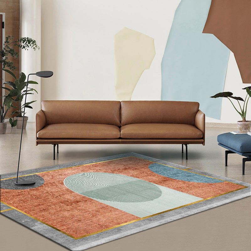 BowLift | Simple Color Block Rug Multicolored Polyester Area Rug Non-Slip Backing Machine Washable Rug for the Bedroom