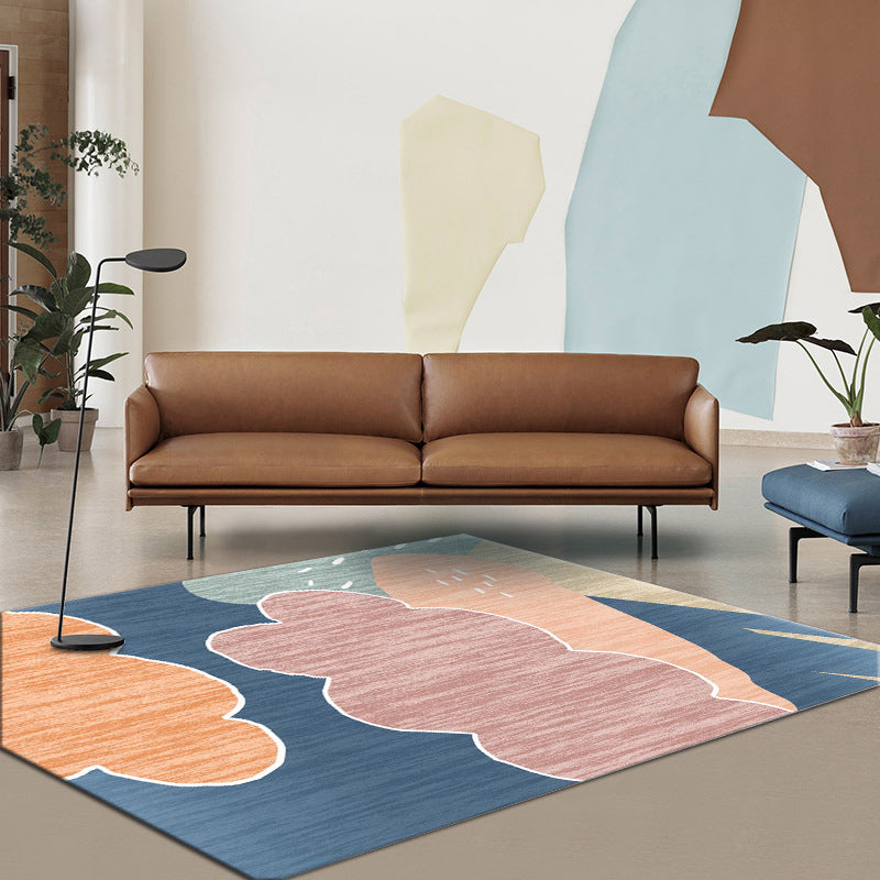 BowLift | Simple Color Block Rug Multicolored Polyester Area Rug Non-Slip Backing Machine Washable Rug for the Bedroom