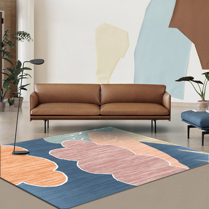 BowLift | Simple Color Block Rug Multicolored Polyester Area Rug Non-Slip Backing Machine Washable Rug for the Bedroom