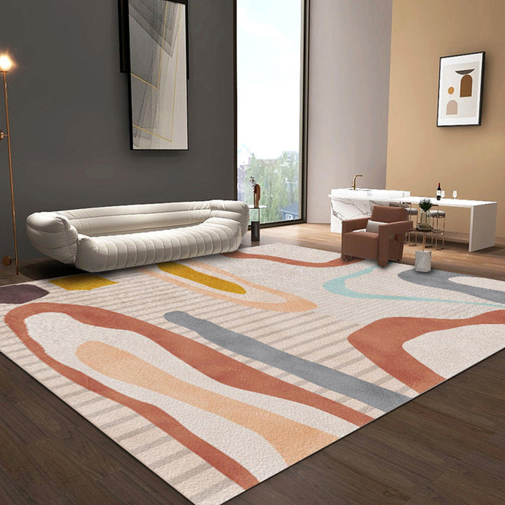 BowLift | Simple Color Block Rug Multicolored Polyester Area Rug Non-Slip Backing Machine Washable Rug for the Bedroom