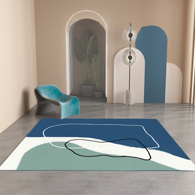 BowLift | Morandi color Western carpet cotton blend color block rug anti-slip backing washable rug for bedroom