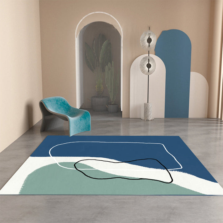 BowLift | Morandi color Western carpet cotton blend color block rug anti-slip backing washable rug for bedroom