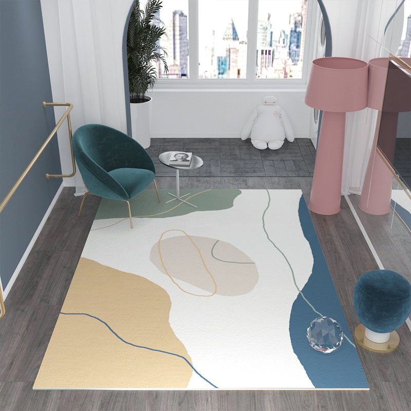 BowLift | Morandi color Western carpet cotton blend color block rug anti-slip backing washable rug for bedroom