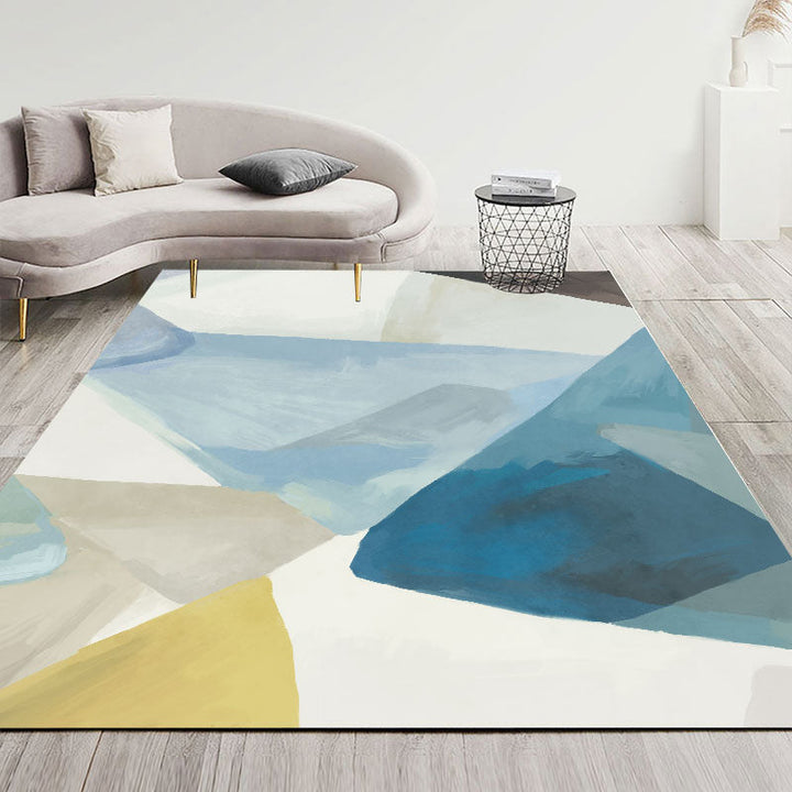 BowLift | Calming Color Block Carpet Multicolored Cotton Blend Indoor Carpet Non-Slip Back Machine Washable Carpet for Space