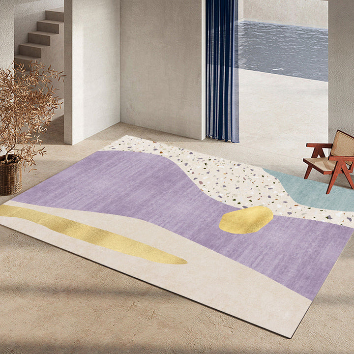 BowLift | Calming Color Block Carpet Multicolored Cotton Blend Indoor Carpet Non-Slip Back Machine Washable Carpet for Space