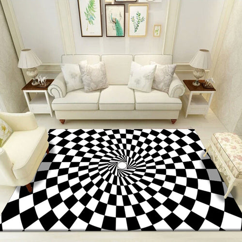 BowLift | Multicolored unique carpet polyester 3D chessboard area rug easy care pet-friendly indoor rug for living room