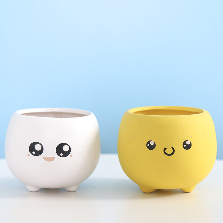Cute Smiling Ceramic Planter Bowlift