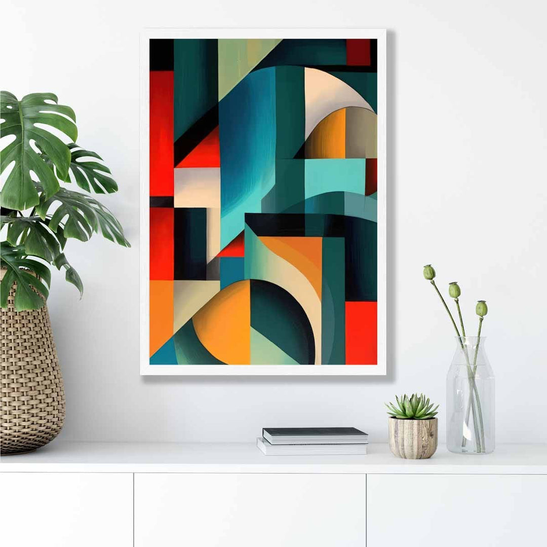 Abstract Colorful Shapes Art Print Blue Red Orange No. 2 | Bowlift