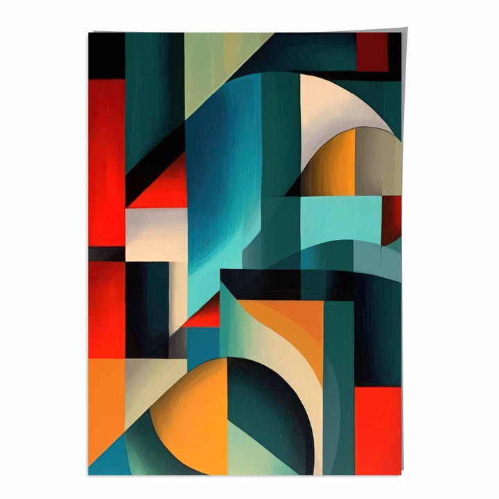 Abstract Colorful Shapes Art Print Blue Red Orange No. 2 | Bowlift