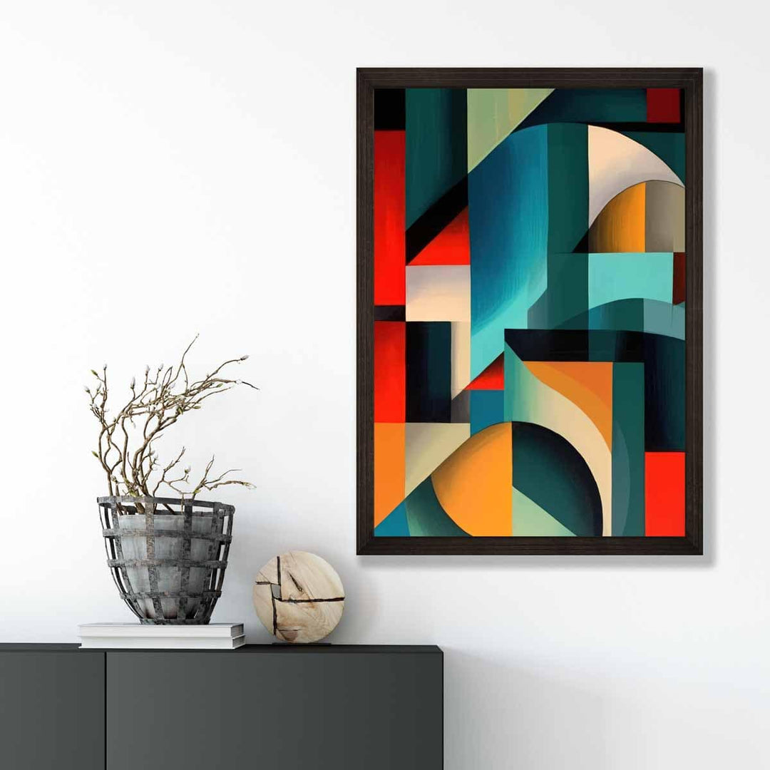 Abstract Colorful Shapes Art Print Blue Red Orange No. 2 | Bowlift