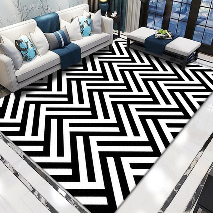 Contemporary living room rug Multicolored geo print rug Polyester pet-friendly easy-care rug | Bowlift